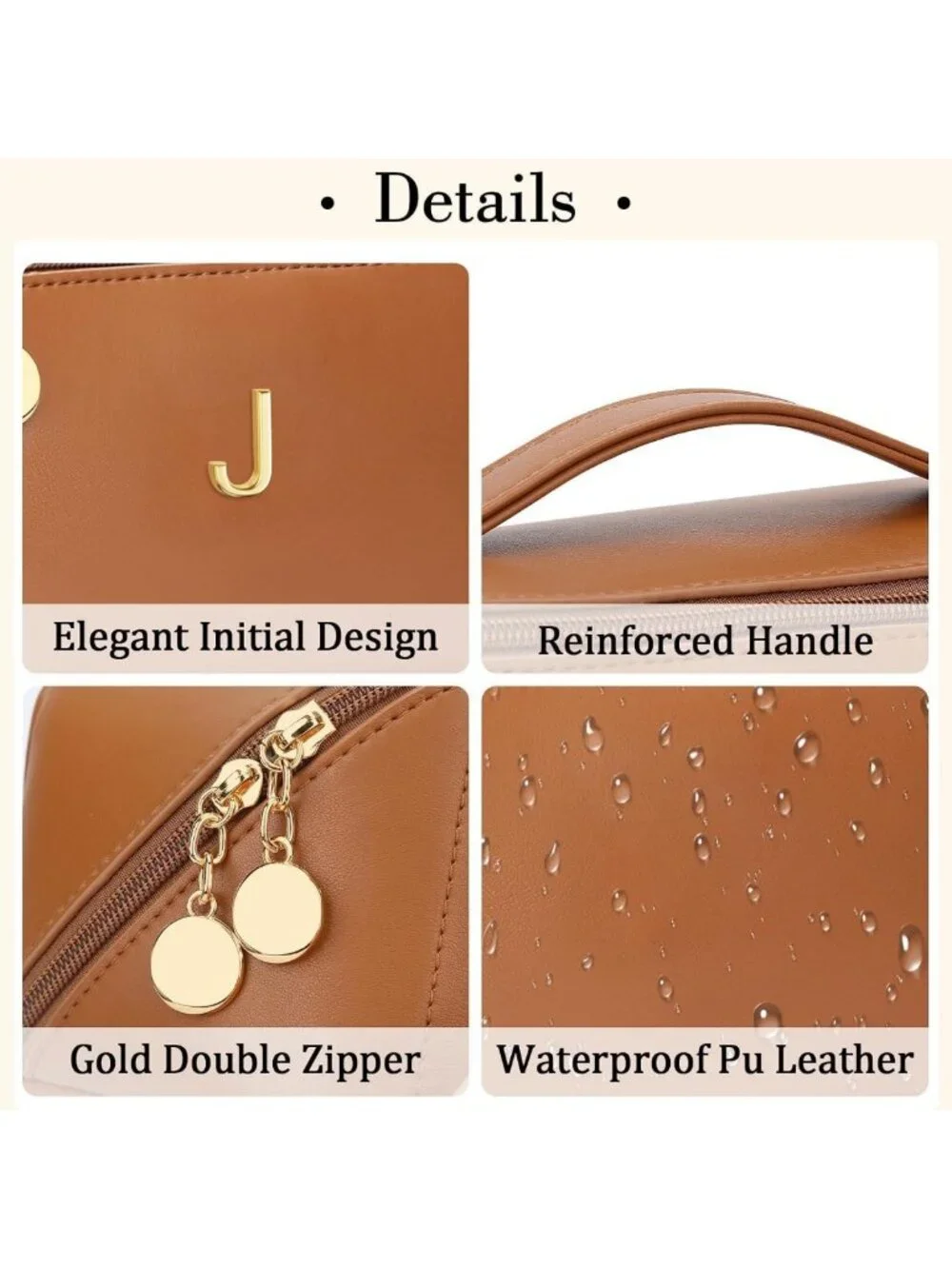 Personalized Initial Makeup Bag for Women | Travel Toiletry & Cosmetic